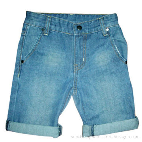 Boy's Denim Shorts with Double Folded Hem